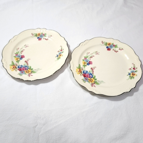 2 Vintage Homer Laughlin Virginia Rose Luncheon Plates L46 N8 Cottage Fairy Fine - Picture 3 of 16